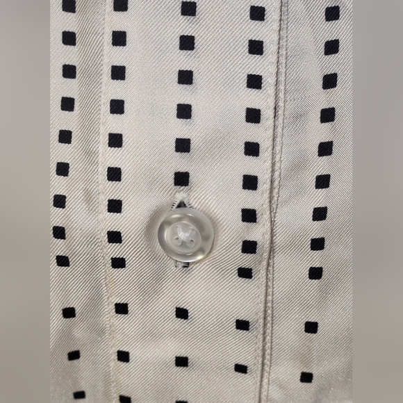 YVES SAINT LAURENT VINTAGE BLACK AND WHITE CUBES ASYMMETRICAL CUT SHIRT SIZE 12 - Picture 8 of 14